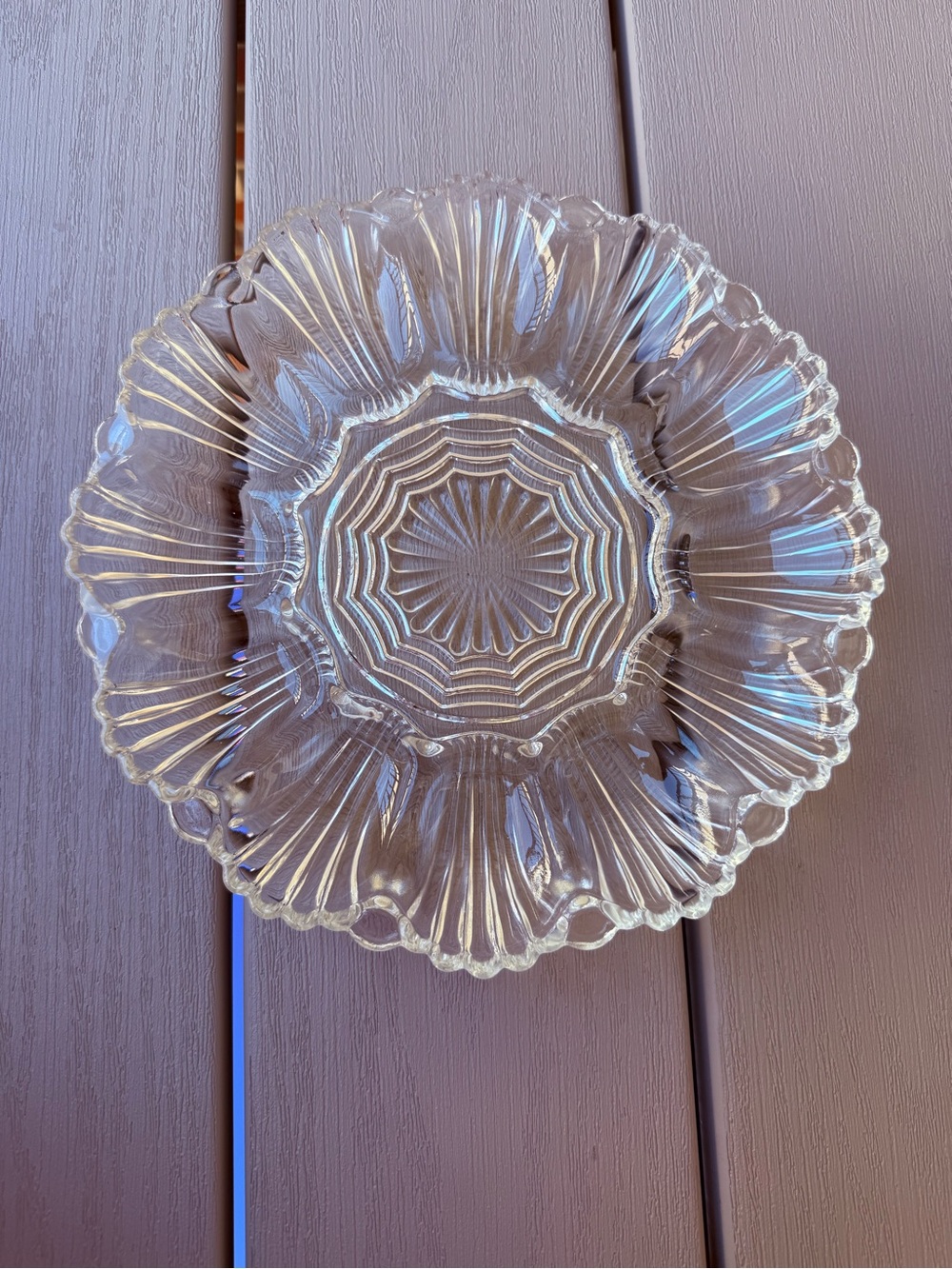 Vintage Anchor Hocking Clear Glass Deviled Egg Relish Tray